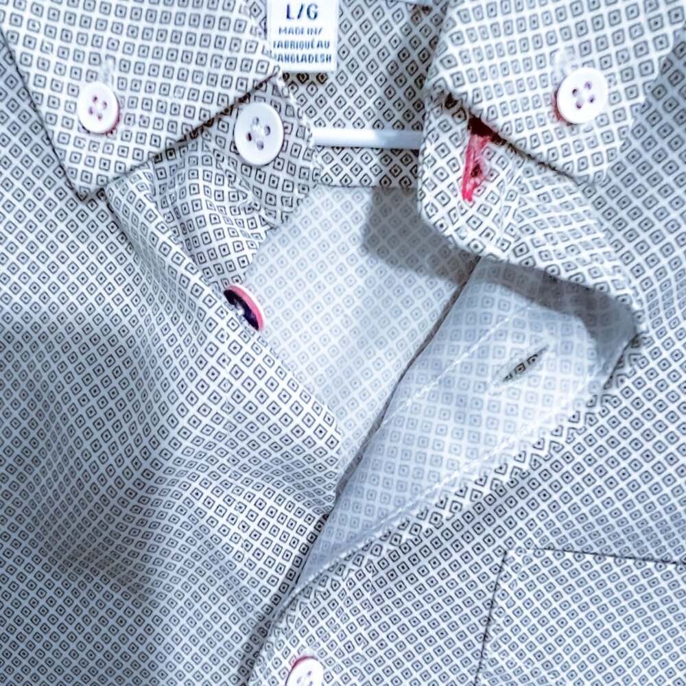 International Report Grey Micro Pattern Short Sle… - image 2